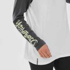 WEDZE Camiseta Térmica De Esquí Lana Merina Mujer - BL 590 Brokovitch - Gris Blanco -Equipo De Esquí camiseta termica de esqui lana merina mujer bl 590 brokovitch gris blanco 1