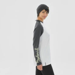 WEDZE Camiseta Térmica De Esquí Lana Merina Mujer - BL 590 Brokovitch - Gris Blanco -Equipo De Esquí camiseta termica de esqui lana merina mujer bl 590 brokovitch gris blanco 3