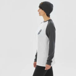 WEDZE Camiseta Térmica De Esquí Lana Merina Mujer - BL 590 Brokovitch - Gris Blanco -Equipo De Esquí camiseta termica de esqui lana merina mujer bl 590 brokovitch gris blanco 4