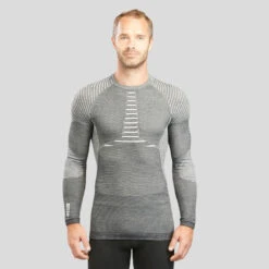 Camiseta Térmica Interior De Esquí Y Nieve Lana Merina Hombre Wedze Ski 900 Gris