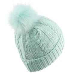 WEDZE Gorro De Invierno Niños Trenzas De Lana Verde -Equipo De Esquí gorro de invierno nios trenzas de lana verde 2