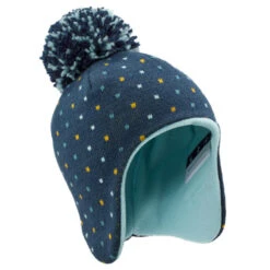 WEDZE Gorro De Invierno Peruano Bebé Violeta Y Azul Turquesa -Equipo De Esquí gorro de invierno peruano bebe azul marino y turquesa