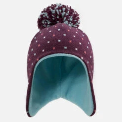 WEDZE Gorro De Invierno Peruano Bebé Violeta Y Azul Turquesa -Equipo De Esquí gorro de invierno peruano bebe violeta y azul turquesa 2