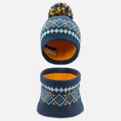 WEDZE Gorro Y Braga De Cuello De Bebé Esquí / Trineo De Lunares Azul Marino Y Rosa -Equipo De Esquí gorro y braga de cuello de bebe esqui trineo de lunares azul y naranja