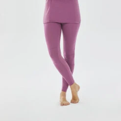 Equipo De Esquí 23 WEDZE Leggins Térmicos De Esquí Y Nieve Lana Merina Mujer BL 900 Violeta