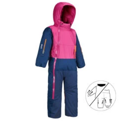 WEDZE Mono De Esquí Bebé Cálido E Impermeable - XWARM PULL'N FIT Rosa Y Azul -Equipo De Esquí mono de esqui bebe calido e impermeable xwarm pulln fit rosa y azul 1